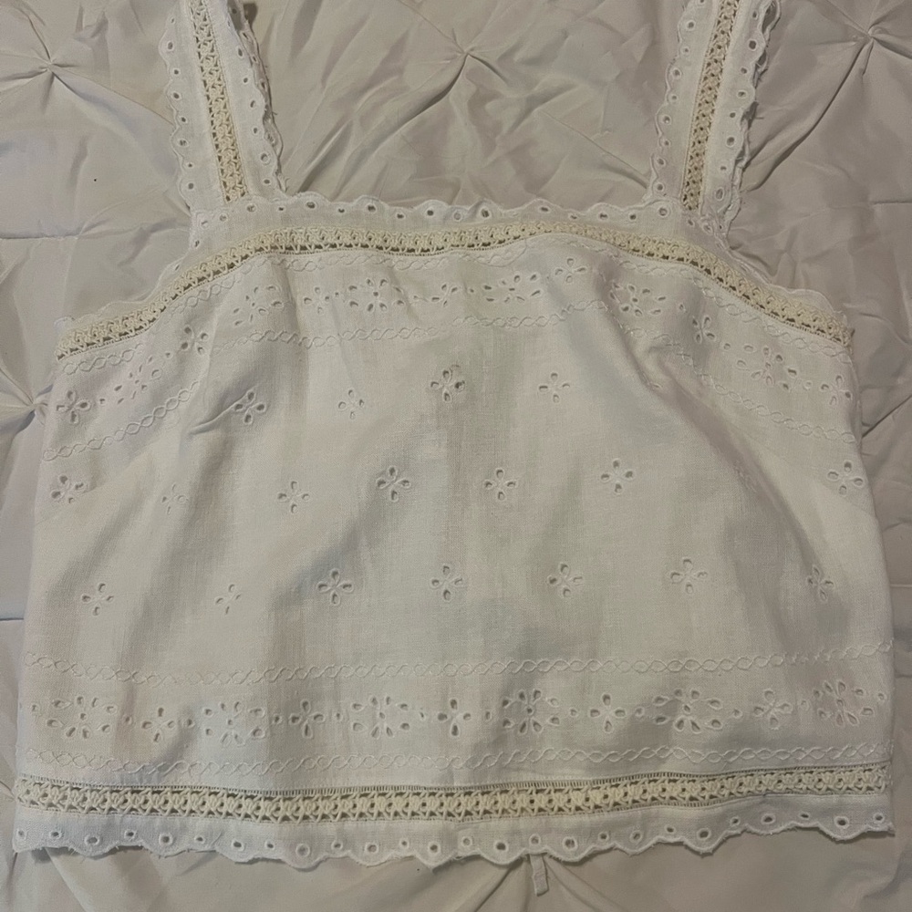 Abercrombie & Fitch Cream Embellished Cropped Camisole